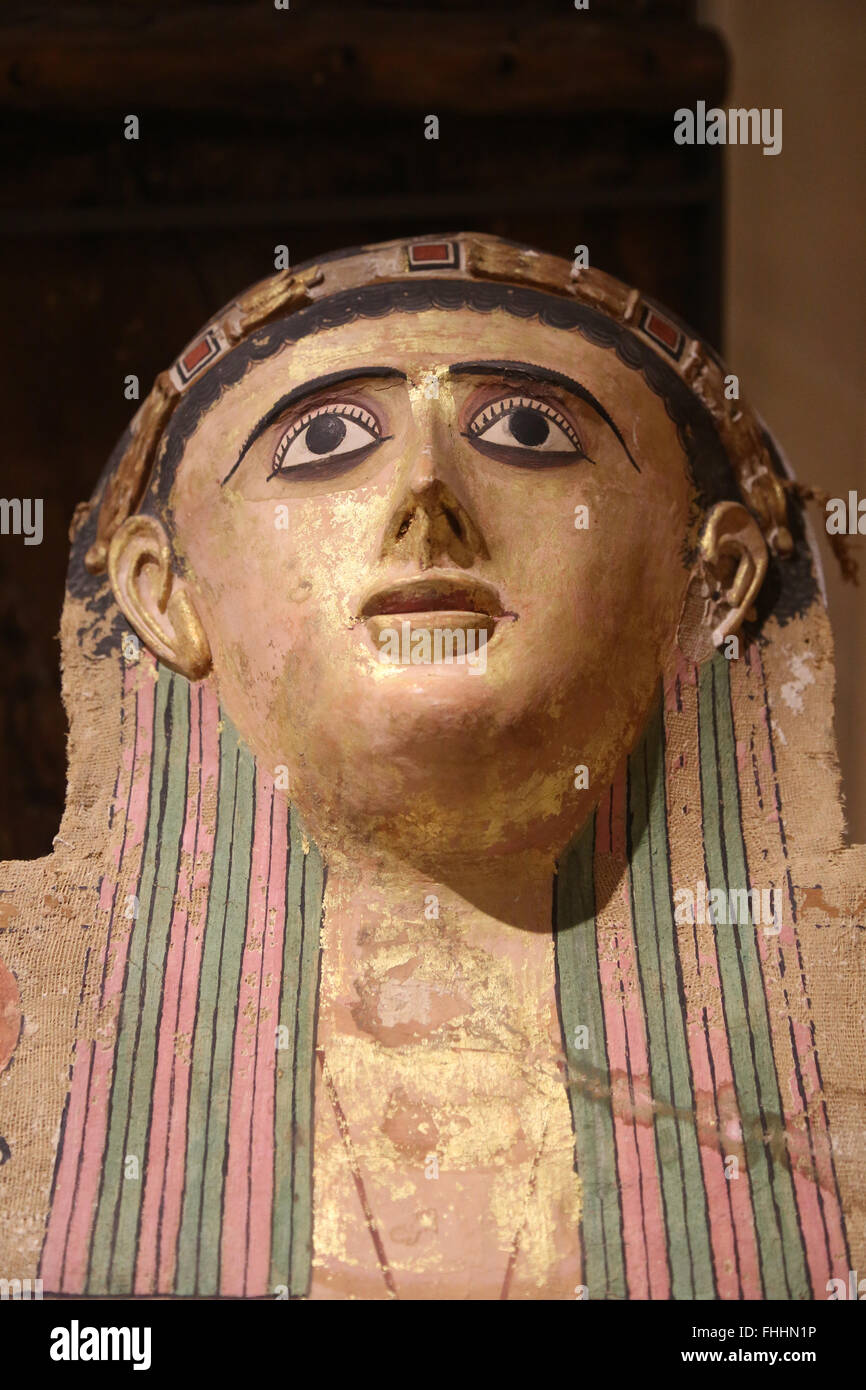 Maschera della defunta Pebos. Dier el-Medineh, Egitto. Iii secolo D.C. In epoca romana. Il museo del Louvre. Parigi. La Francia. Foto Stock