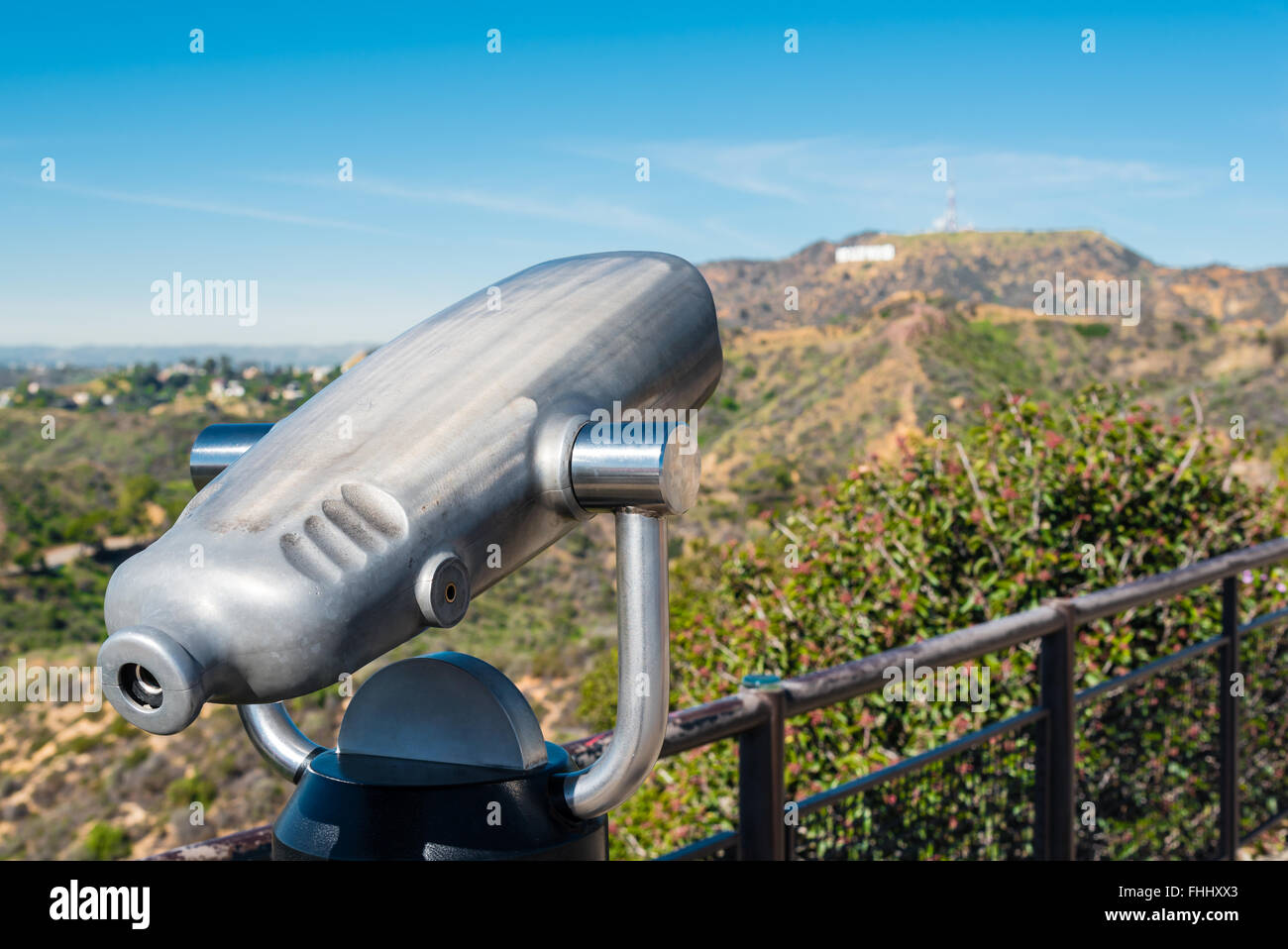 A gettone binocolo si affaccia su colline di Hollywood Foto Stock