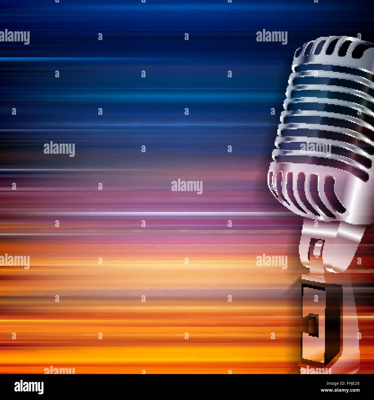 Abstract di sfocatura dello sfondo musicale con microfono retrò Illustrazione Vettoriale