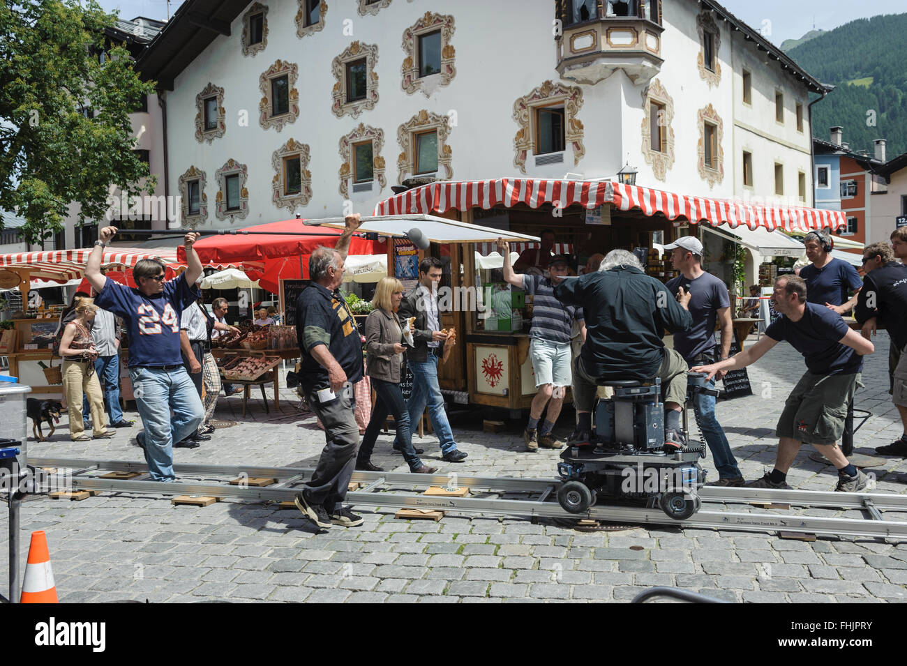 Troupe di riprese in Kitzbühel centro città. Austria. Europa Foto Stock