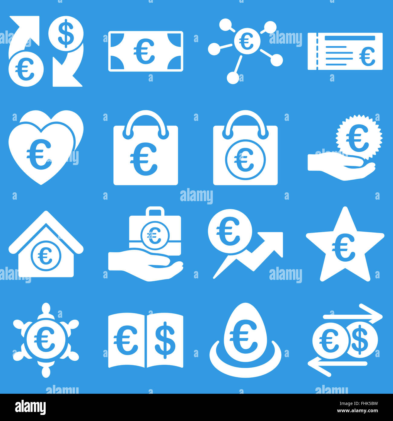 Euro banking aziendale e strumenti di servizio icone Foto Stock
