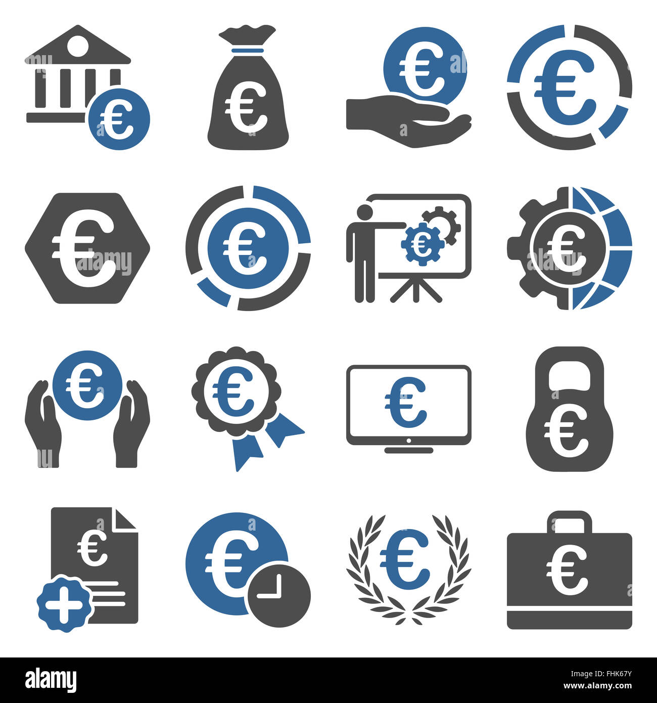 Euro banking aziendale e strumenti di servizio icone Foto Stock