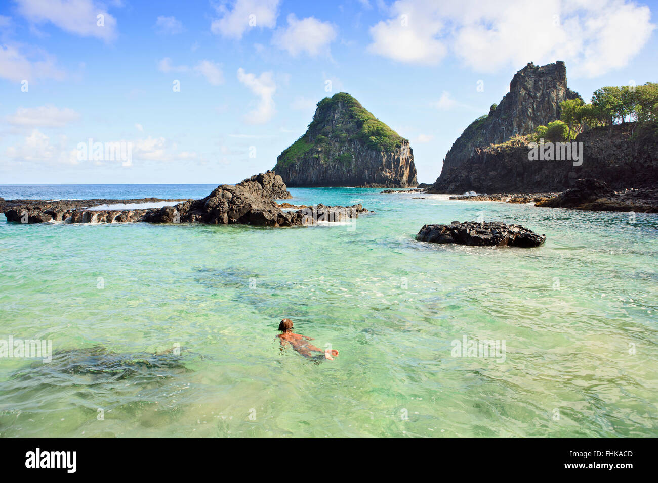 Snorkeller, Fernando de Noronha island, Brasile Foto Stock