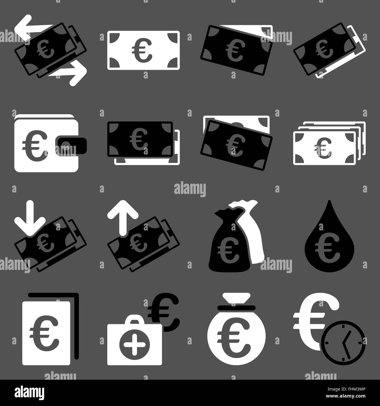 Euro banking aziendale e strumenti di servizio icone Foto Stock
