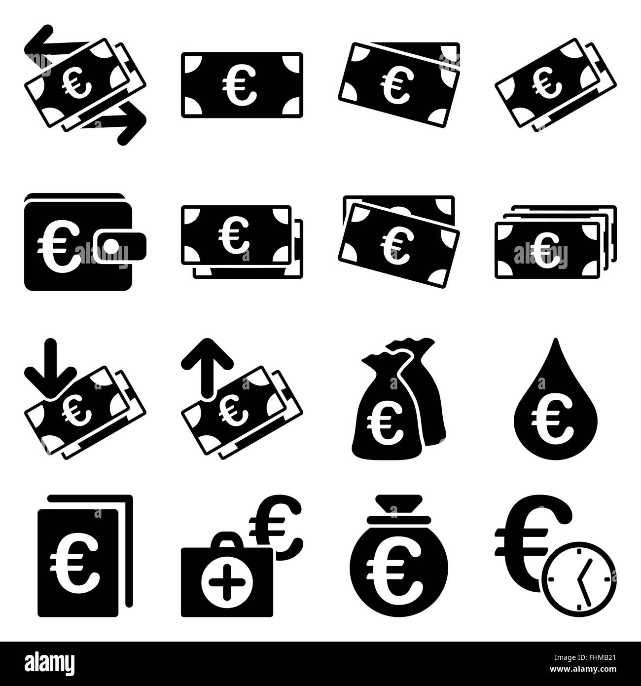 Euro banking aziendale e strumenti di servizio icone Foto Stock