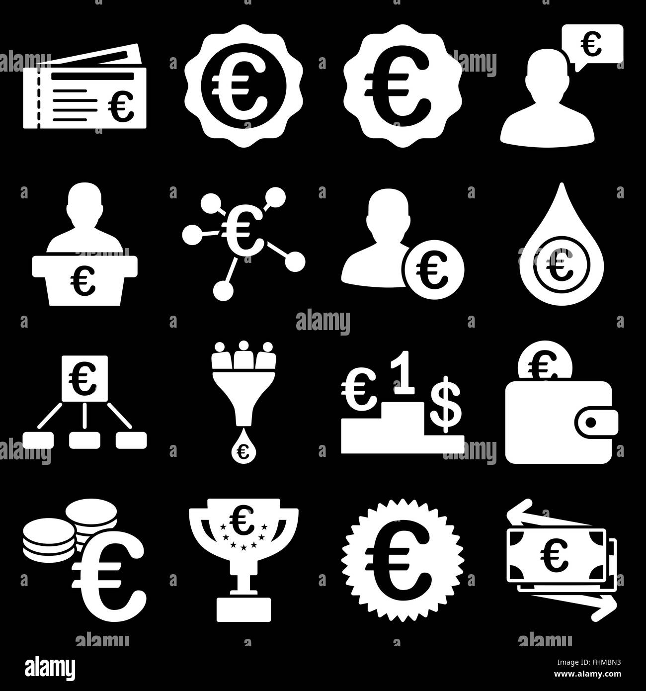 Euro banking aziendale e strumenti di servizio icone Foto Stock
