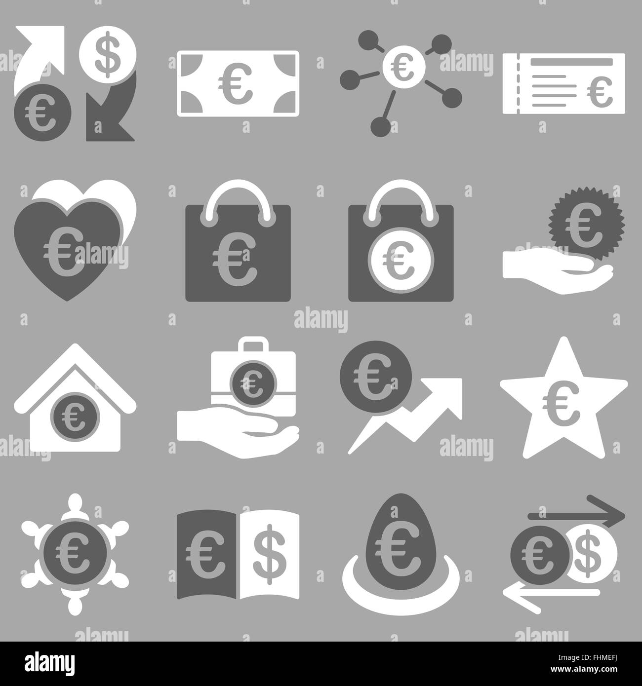 Euro banking aziendale e strumenti di servizio icone Foto Stock