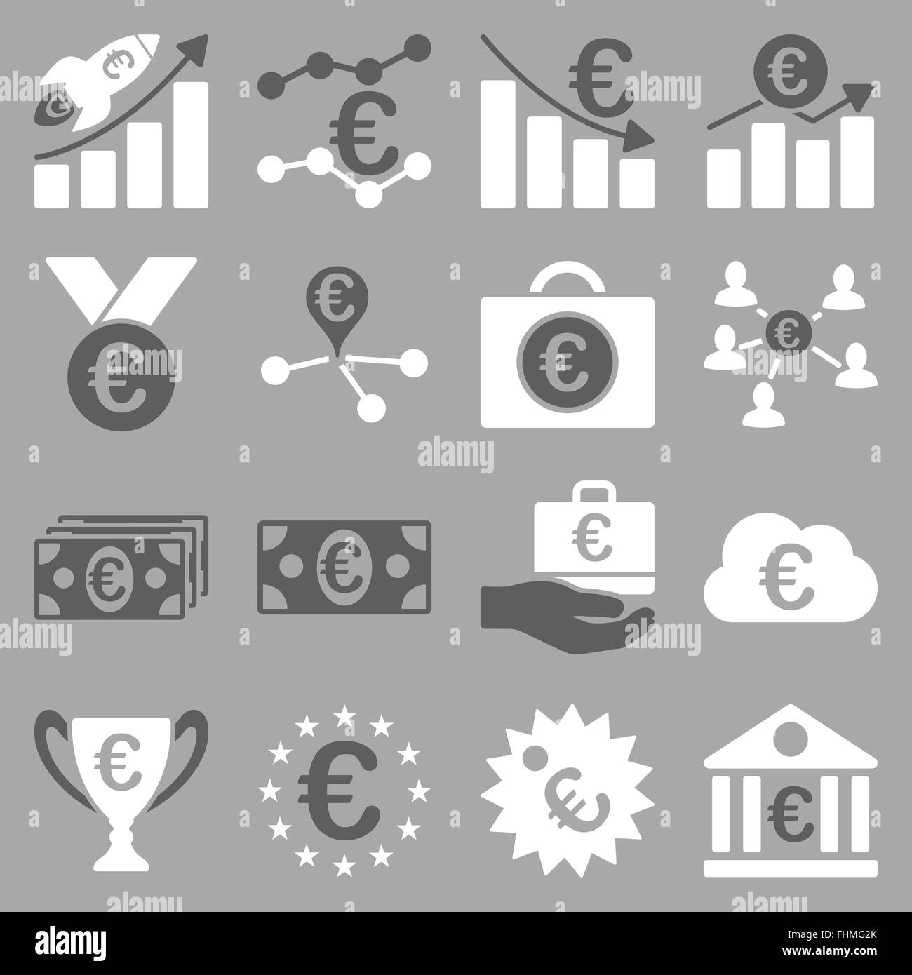 Euro banking aziendale e strumenti di servizio icone Foto Stock