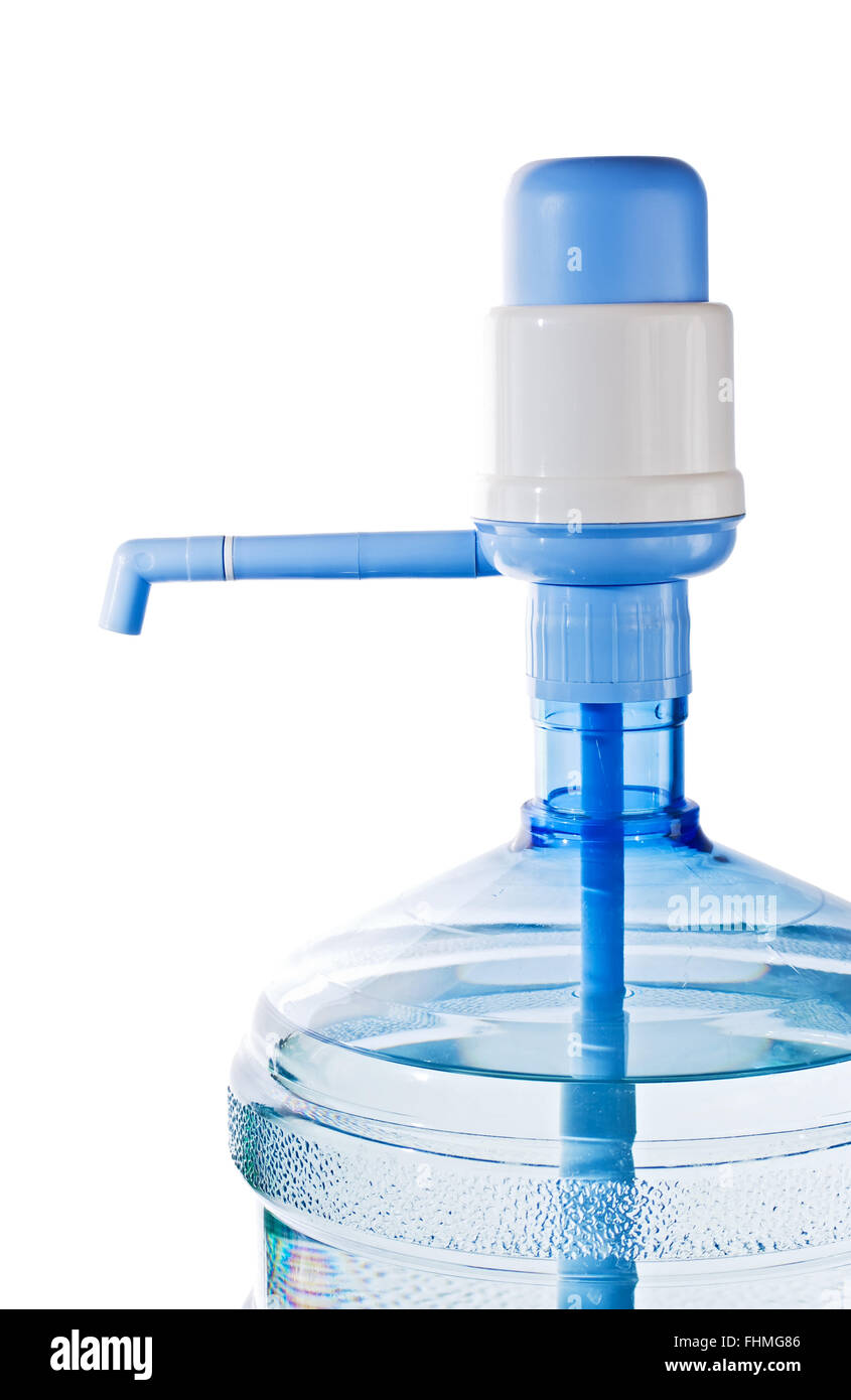 Bottiglia di acqua con pompa acqua Foto Stock