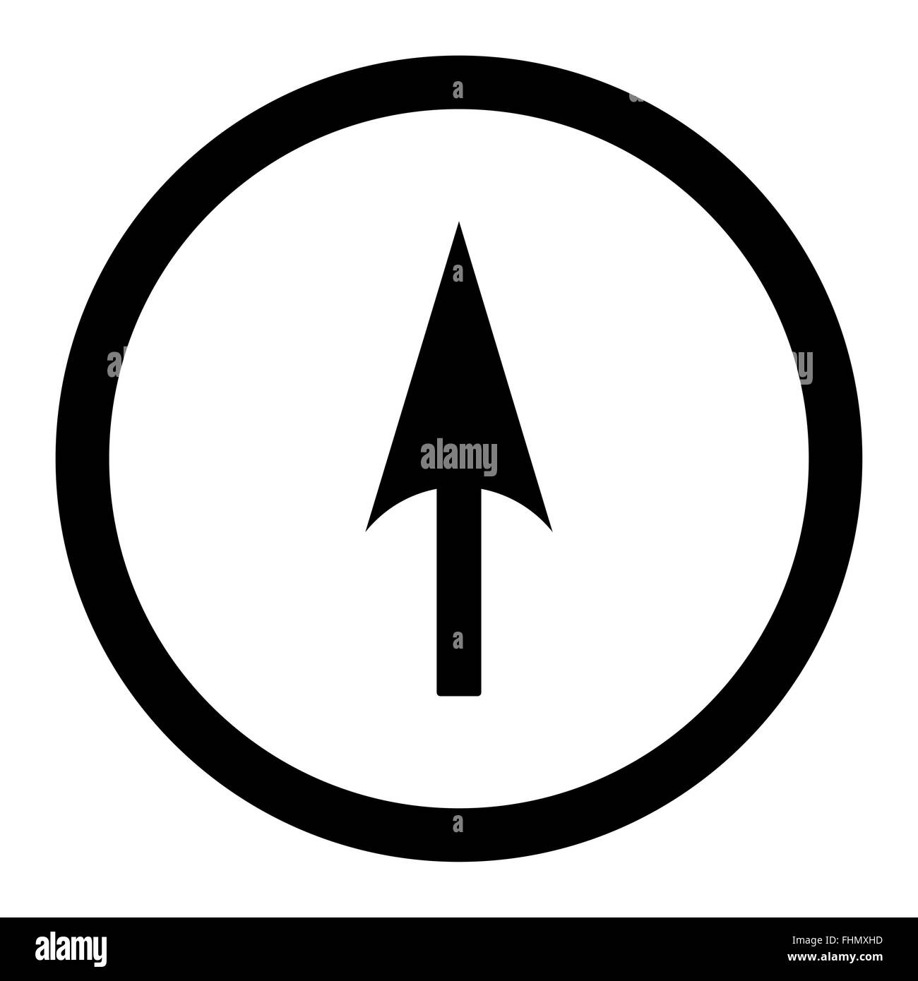 Freccia asse Y piatta colore nero arrotondato icona raster Foto Stock