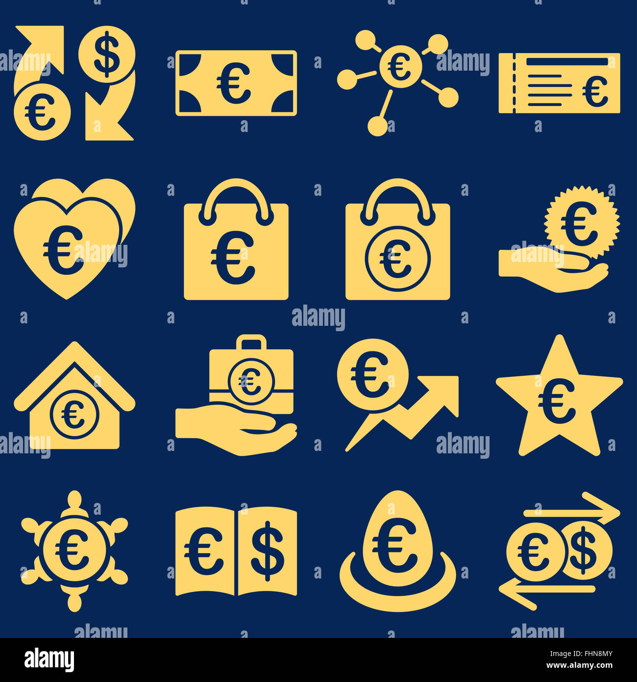 Euro banking aziendale e strumenti di servizio icone Foto Stock