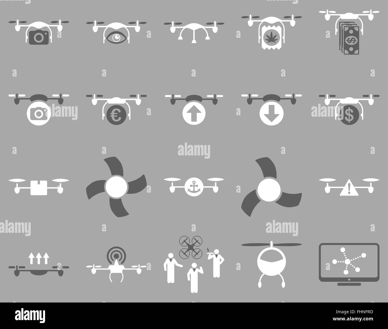 Aria fuco e quadcopter icone strumenti Foto Stock