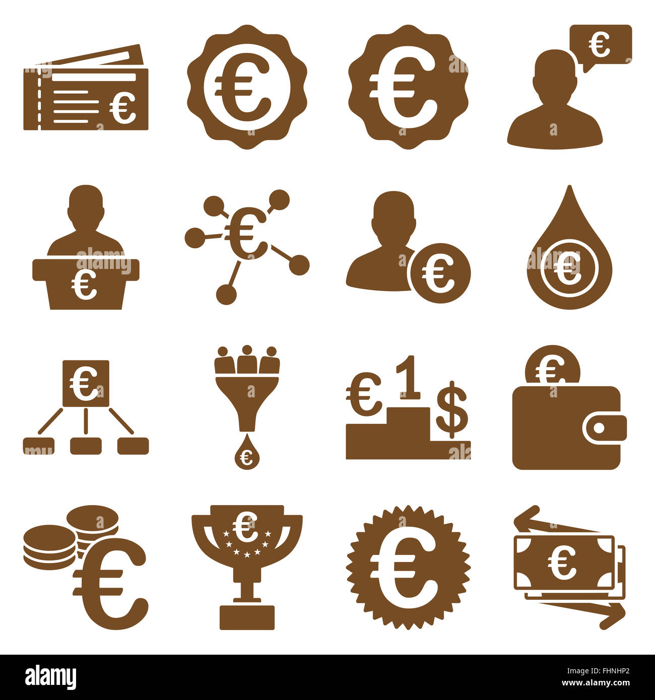 Euro banking aziendale e strumenti di servizio icone Foto Stock