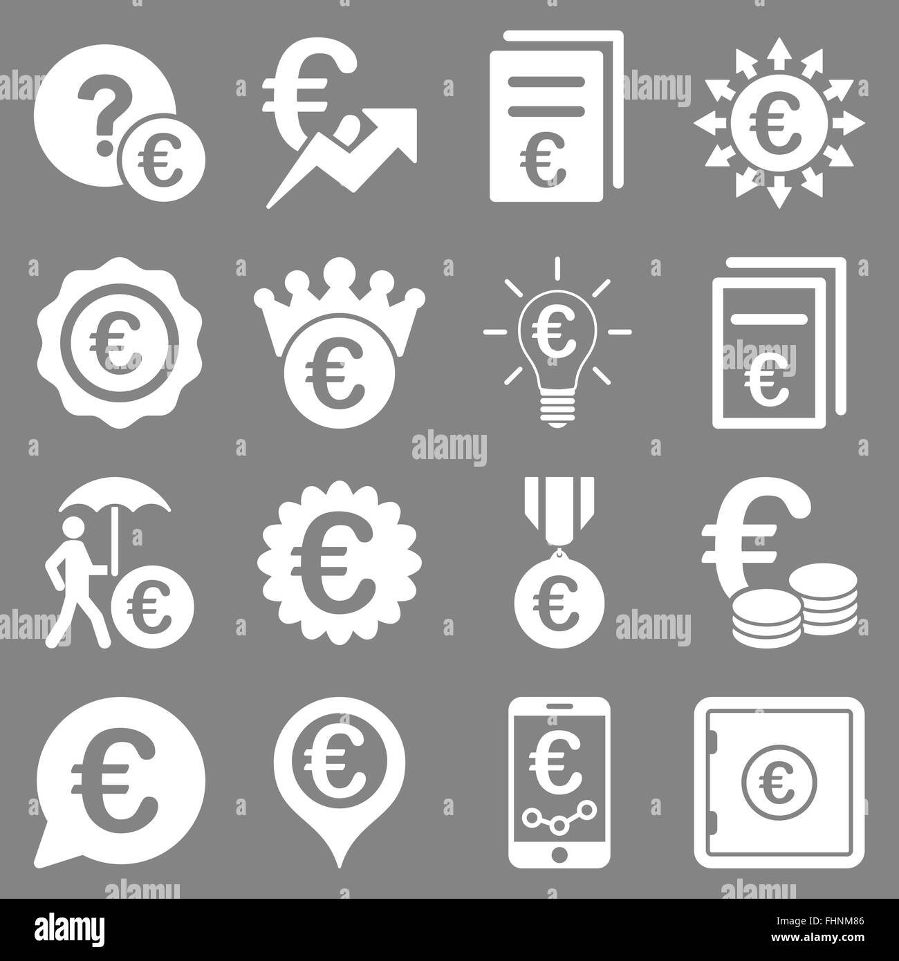 Euro banking aziendale e strumenti di servizio icone Foto Stock