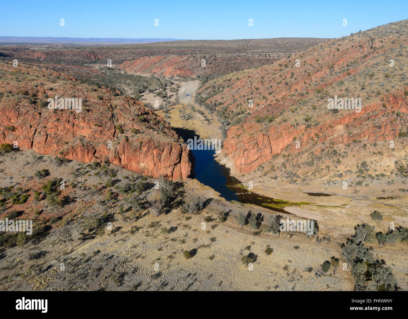 Veduta aerea delle West MacDonnell Ranges, Northern Territory, NT, Australia Foto Stock