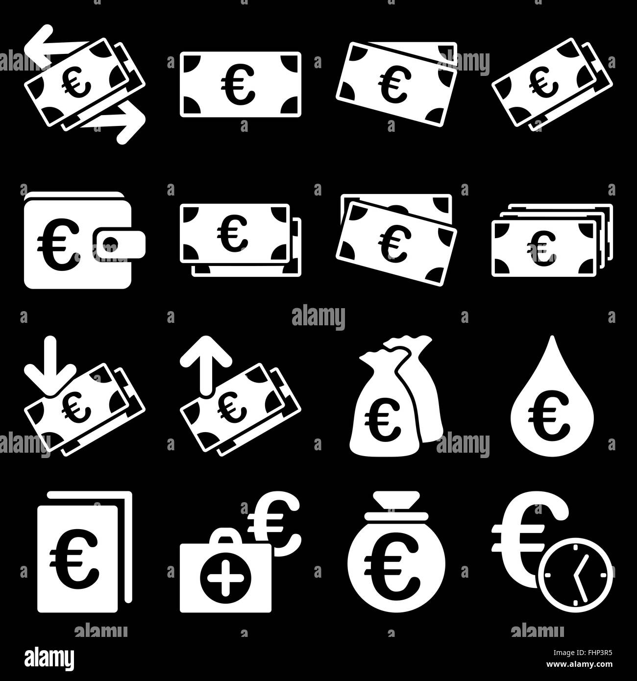Euro banking aziendale e strumenti di servizio icone Foto Stock