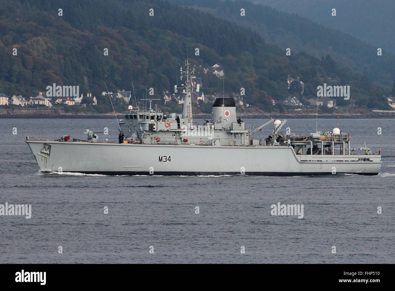 HMS Middleton (M34), un caccia-class minehunter della Royal Navy, teste per esercitare congiuntamente il guerriero 15-2. Foto Stock