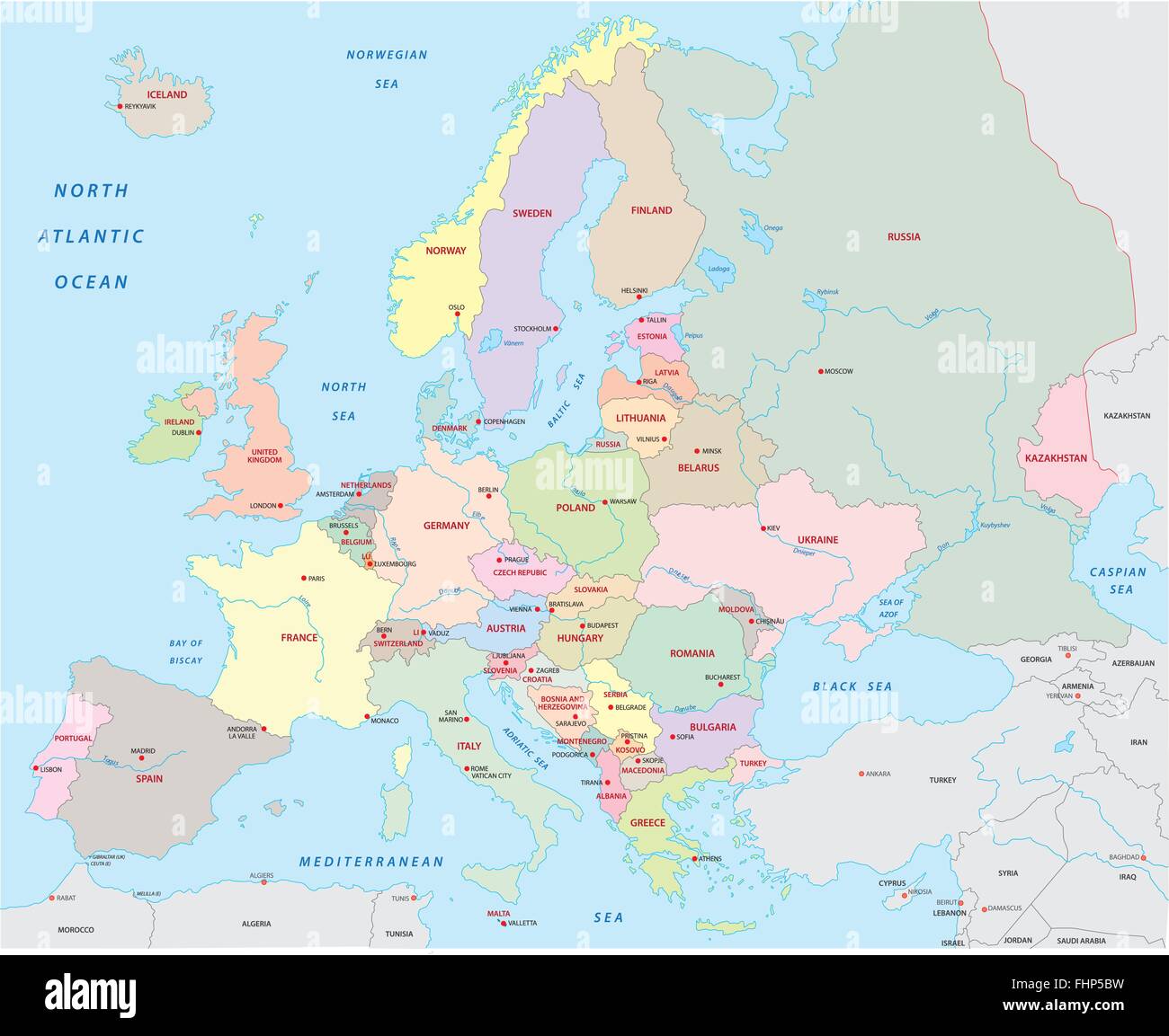 Mappa di Europa Illustrazione Vettoriale