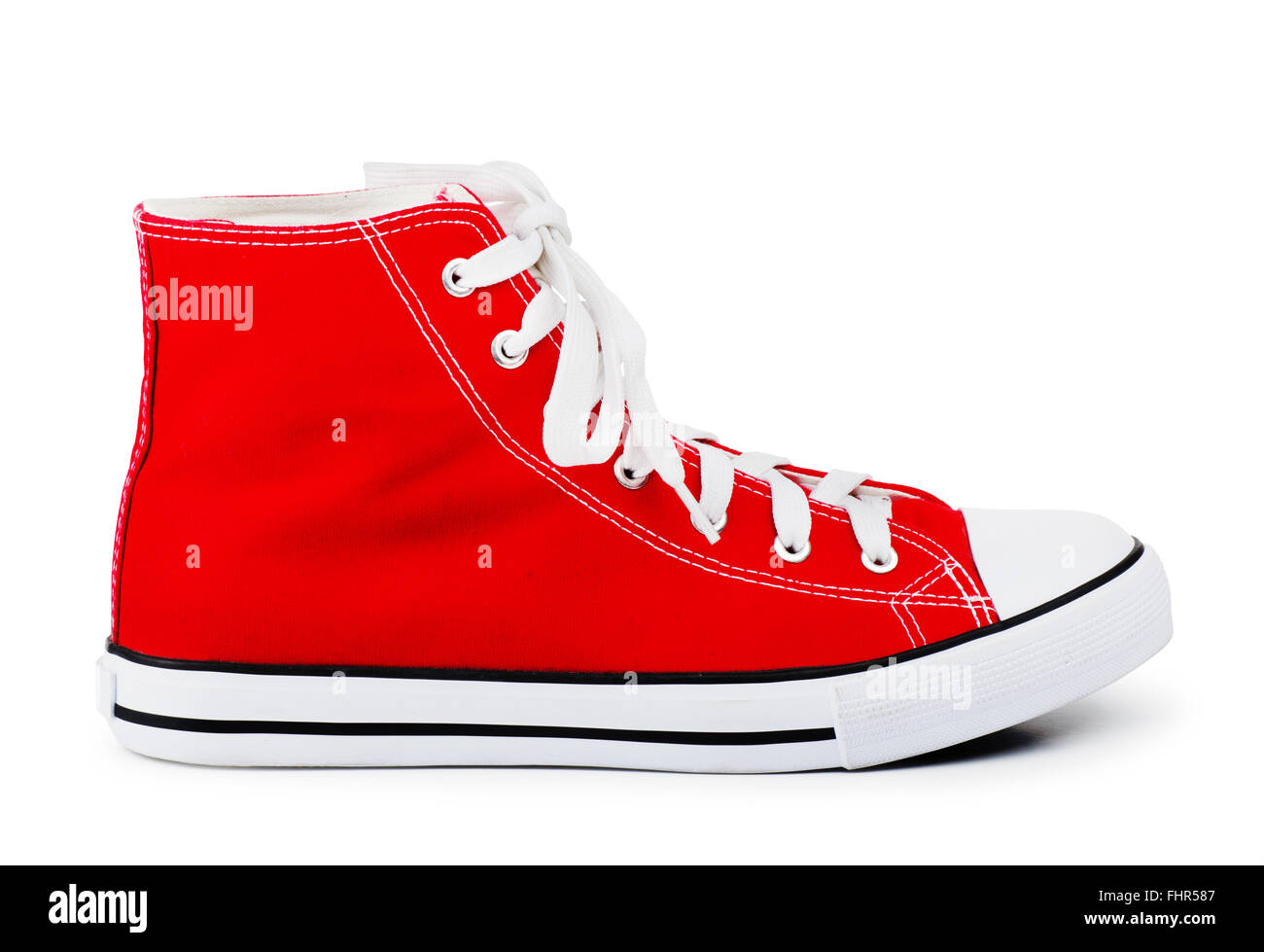 Rosso scarpe palestra isolato su uno sfondo bianco Foto Stock