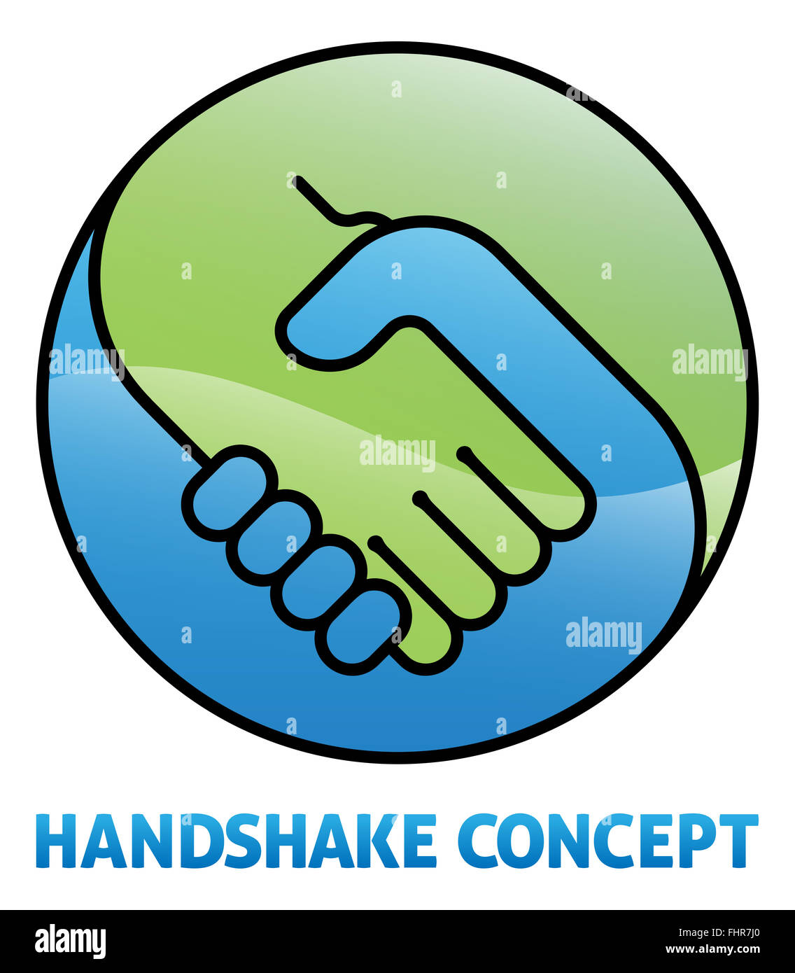 Una illustrazione concettuale di un handshake circolare concetto icona Foto Stock
