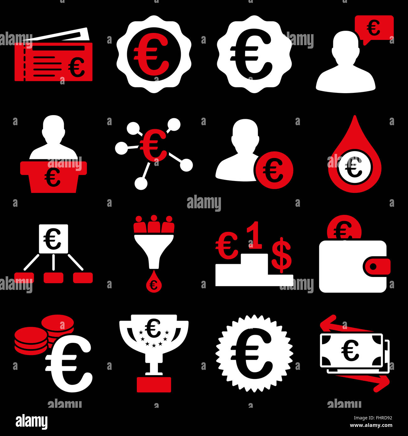 Euro banking aziendale e strumenti di servizio icone Foto Stock