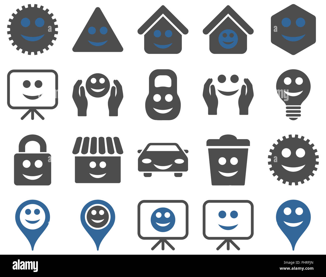 Strumenti, Opzioni, sorrisi, icone degli oggetti Foto Stock