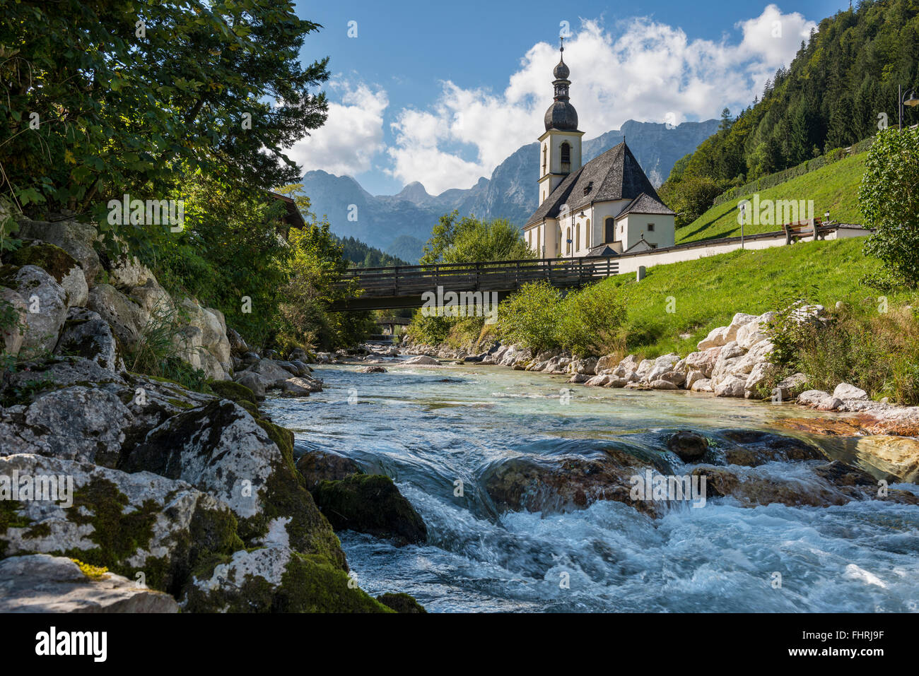 Chiesa Parrocchiale di San Sebastian, Ramsau vicino a Berchtesgaden, Berchtesgadener Land district, Alta Baviera, Baviera, Germania Foto Stock
