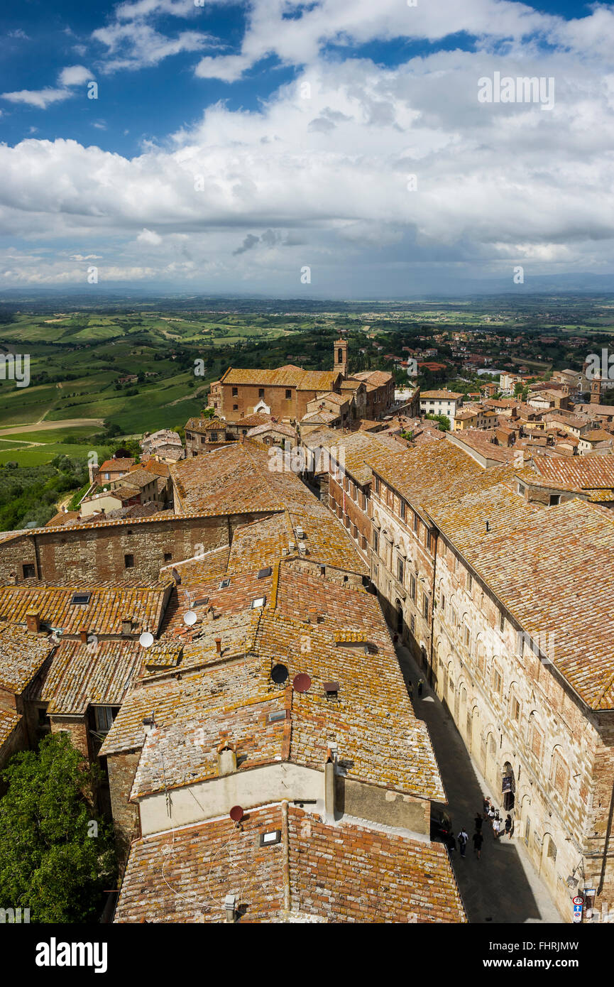 Tetti di Montepulciano in provincia di Siena, Toscana, Italia Foto Stock
