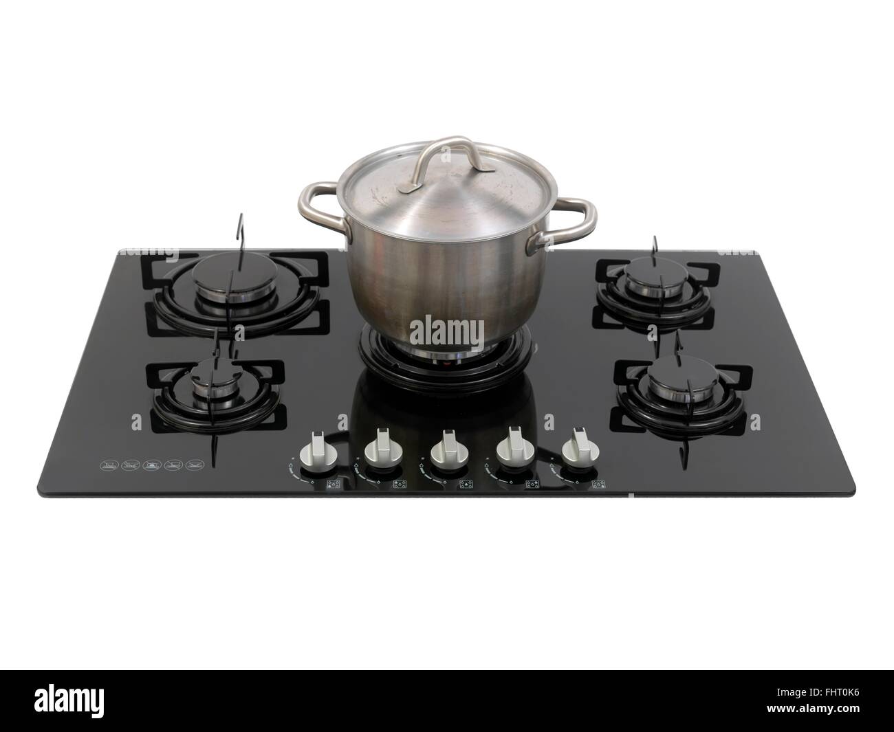 Un piano di cottura per cucina su un banco di cucina Foto Stock