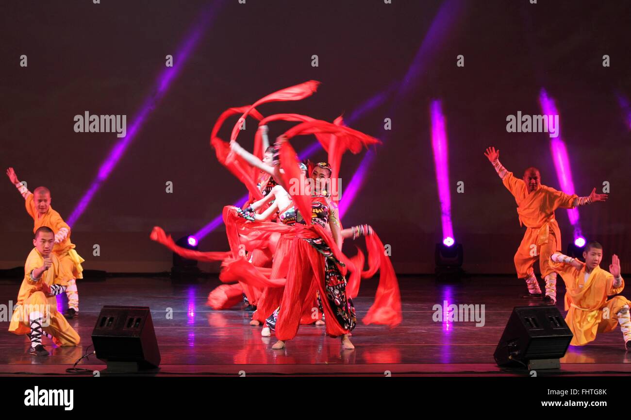 (160226) -- VANCOUVER, Feb 26, 2016 (Xinhua) -- artisti cinesi eseguire durante il "culture della Cina, il Festival di Primavera di Gala in Vancouver, Canada, il 25 febbraio, 2016. (Xinhua/Jiang Yaping) Foto Stock