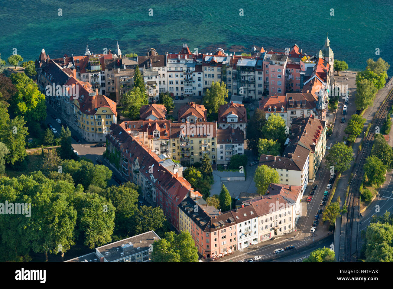 In Germania, il lago di Costanza, vista aerea, Konstanz Foto Stock