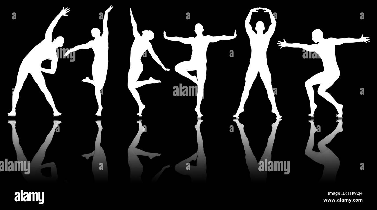 Sagome di ballerini in concetto di ballo Foto Stock
