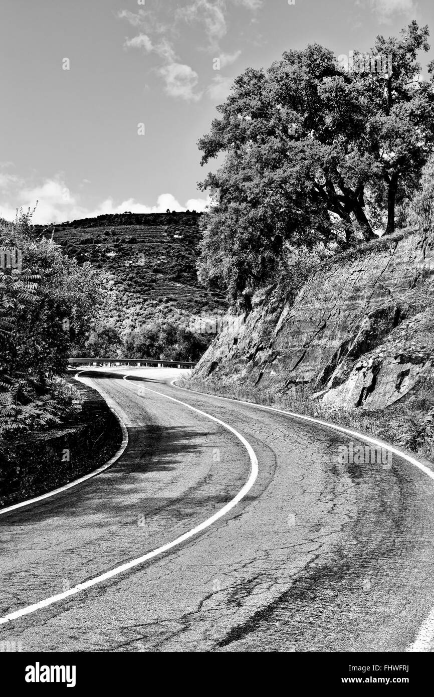 Strada tra le colline Foto Stock