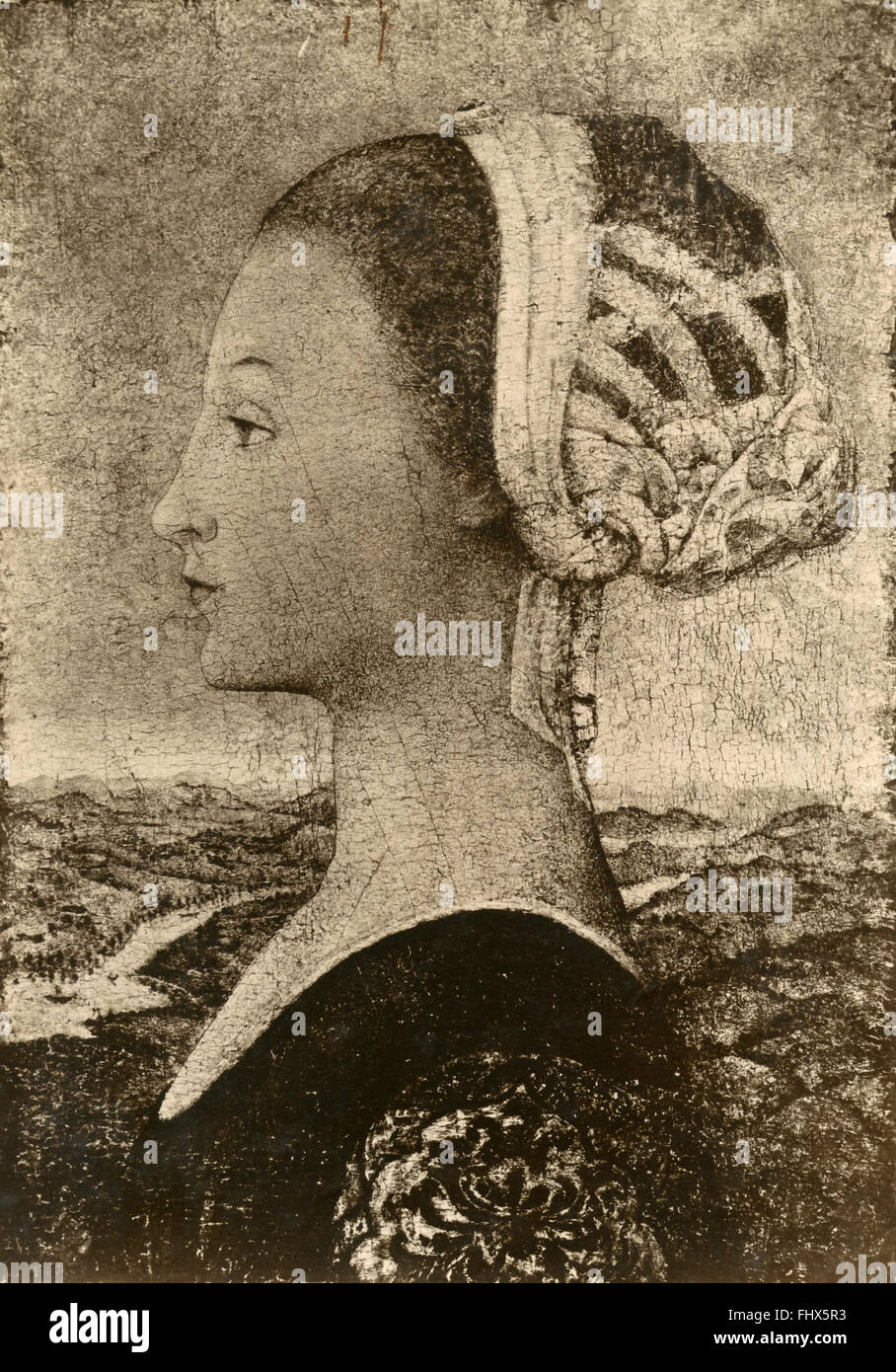 Ritratto di giovane donna, dipinta da Piero della Francesca Foto Stock
