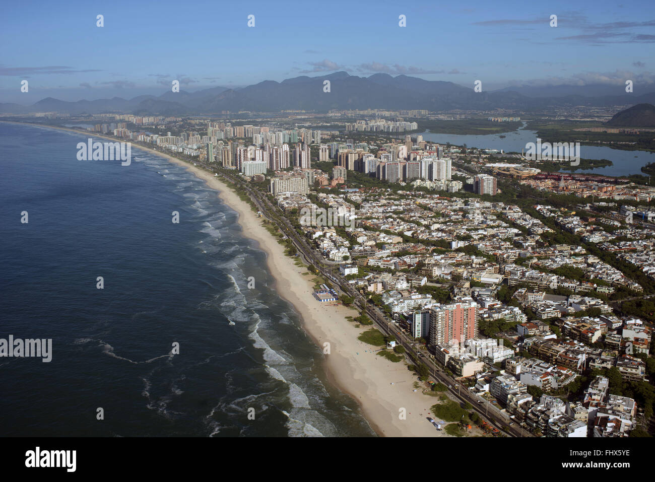 Vista aerea della spiaggia di Barra da Tijuca Foto Stock