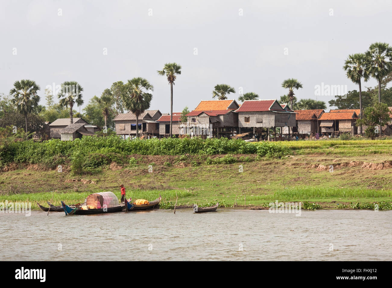 Cambogia: banche del Tonlé Sap di fiume e di lago Foto Stock