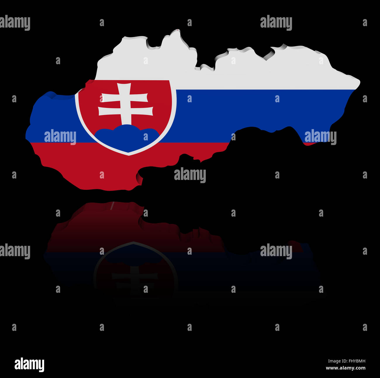 Mappa della Slovacchia bandiera con illustrazione di riflessione Foto Stock
