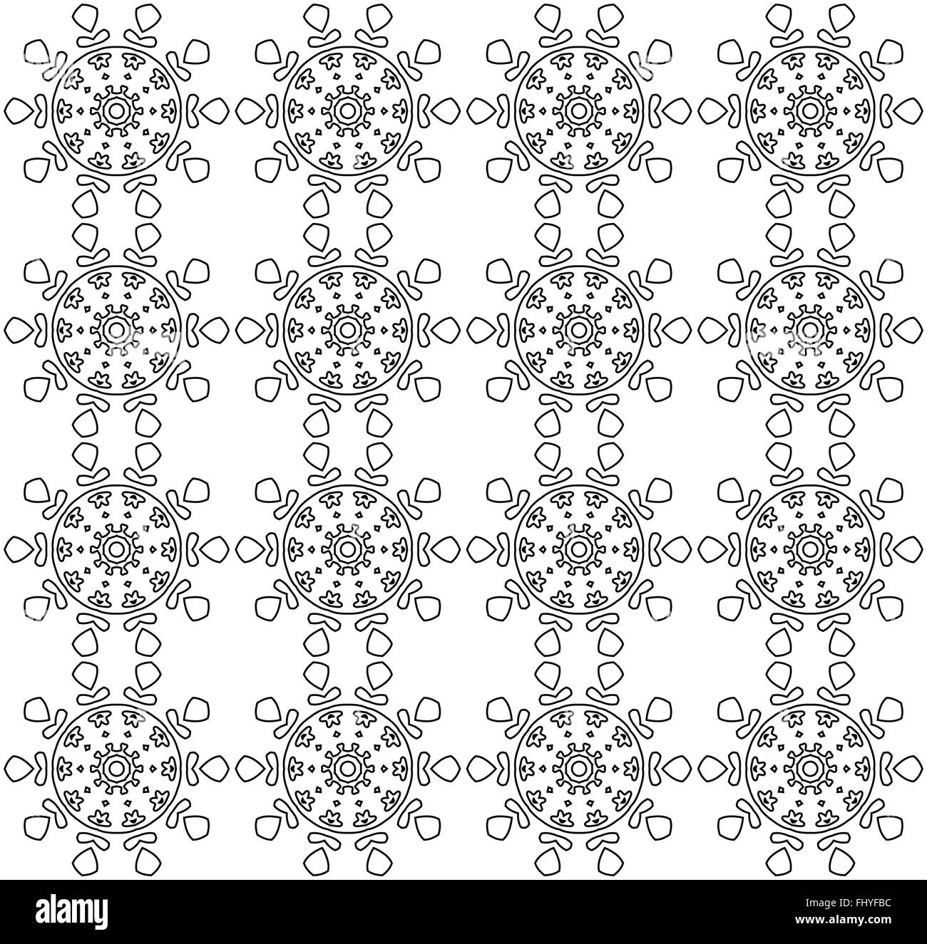 Bianco e nero fiori astratti lace stampa. Sfondo digitale vettore modello senza giunture Illustrazione Vettoriale