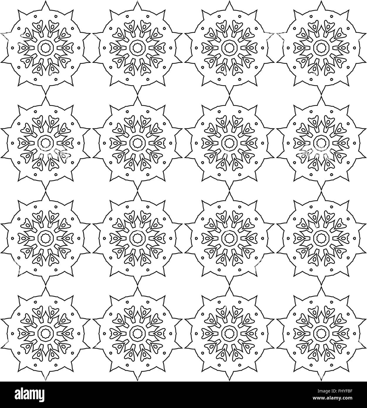 Bianco e nero fiori astratti lace stampa. Sfondo digitale vettore modello senza giunture Illustrazione Vettoriale