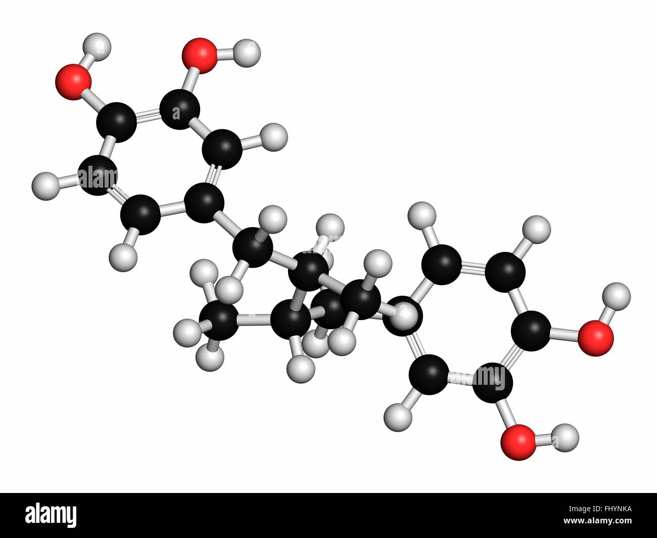 Masoprocol cancro della pelle (cheratosi attinica) farmaco molecola atomi sono rappresentati come sfere e sono codificati a colori: idrogeno Foto Stock