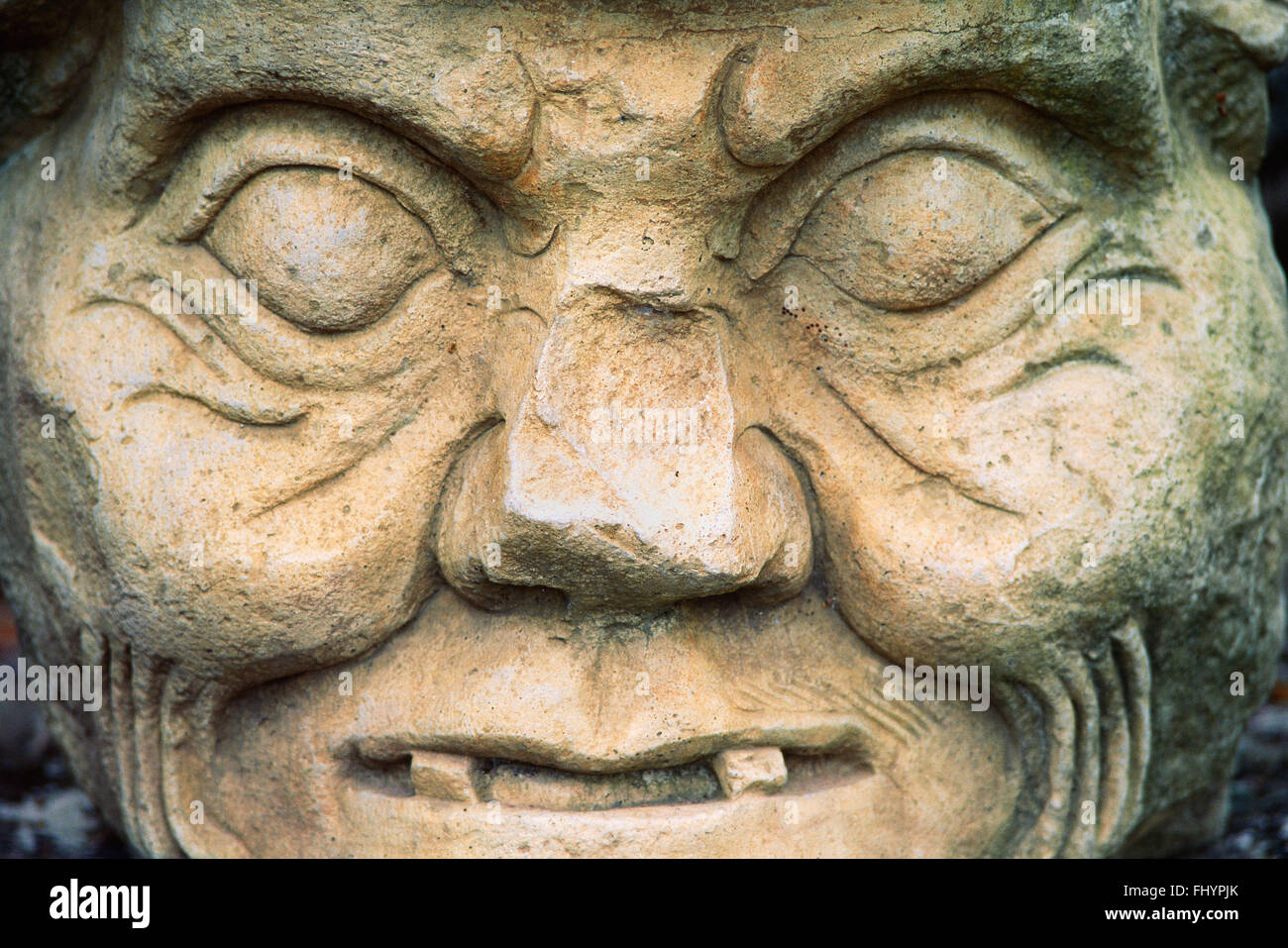 La scultura in pietra del dio Maya di medicina e scienza - COPAN rovine, HONDURAS Foto Stock