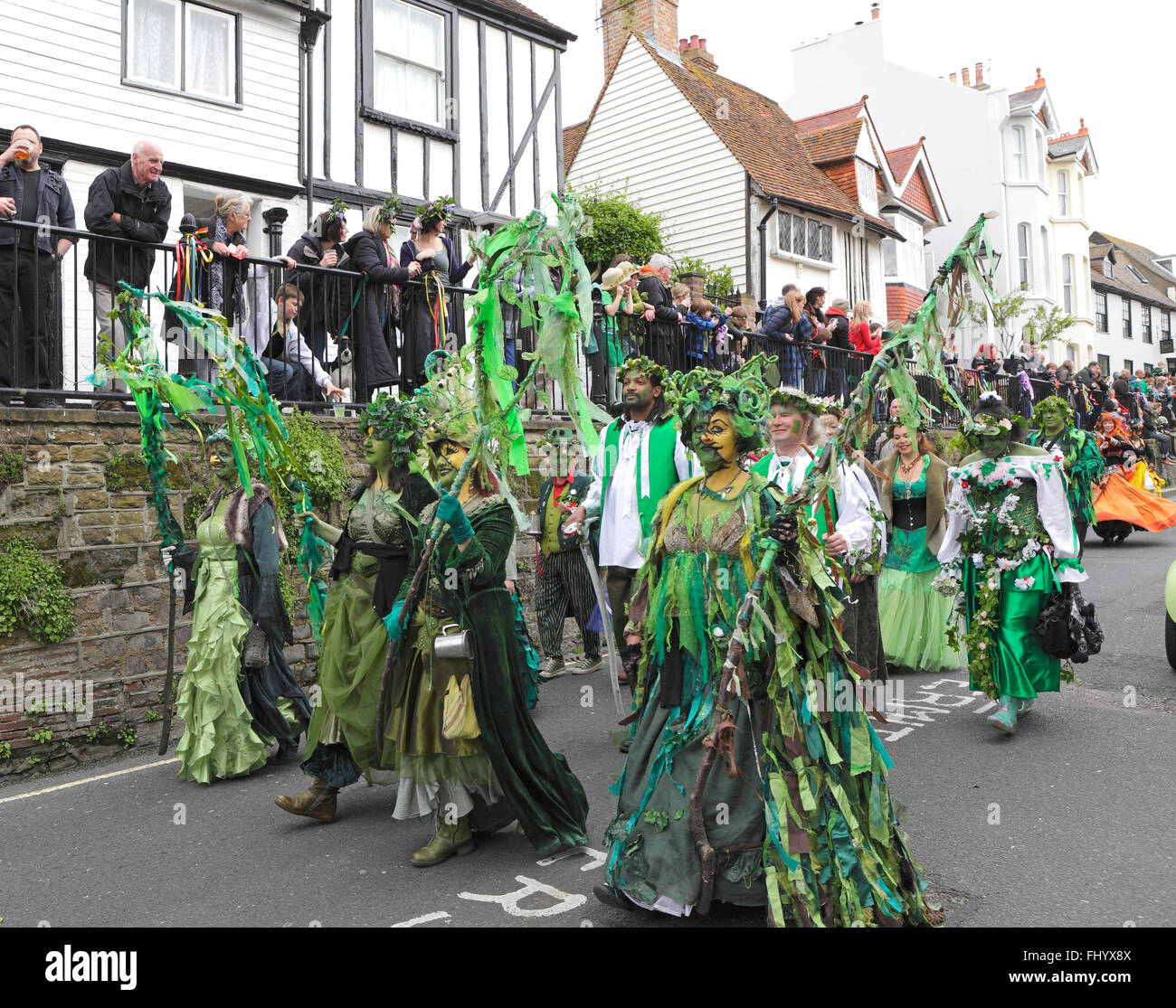 Hastings Jack-in-the-Green Day Bank Holiday processione, East Sussex, Inghilterra, GB Foto Stock