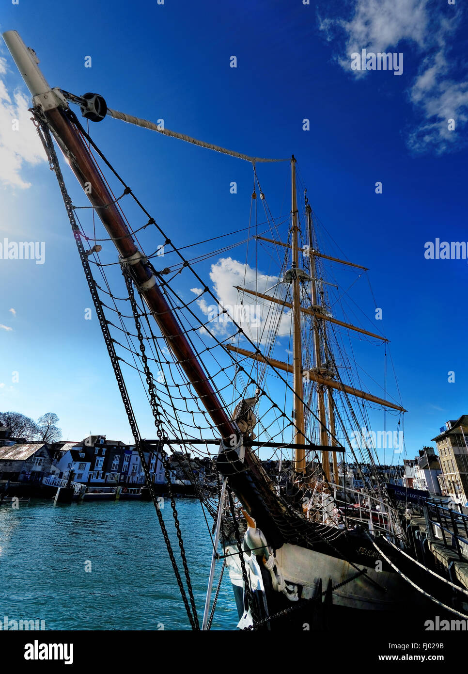 "Pellicano di Londra' è una formazione clipper Tall Ship, ormeggiata a Weymouth, Regno Unito Foto Stock