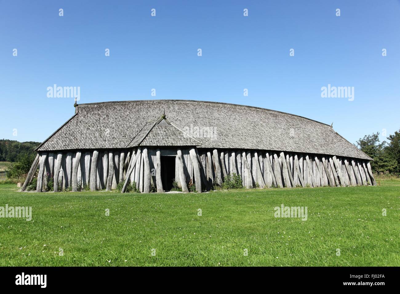 Viking house nella città di Hobro, Danimarca Foto Stock