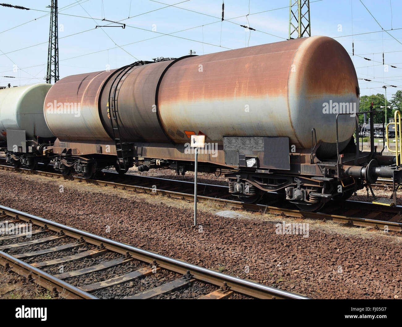 Serbatoio olio carrello ferroviario Foto Stock