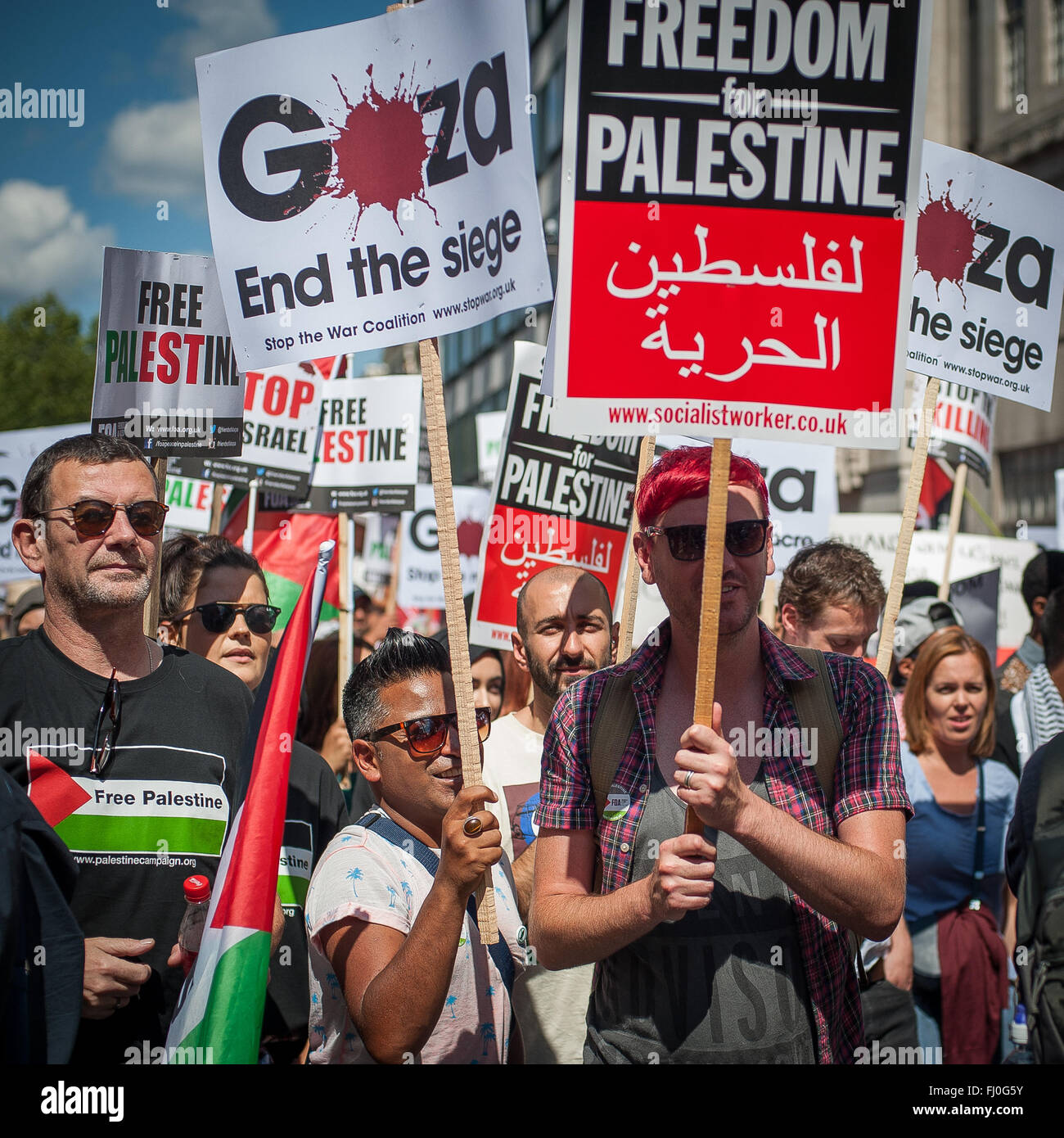 Rally per la Striscia di Gaza, Londra, agosto 9, 2014 Foto Stock
