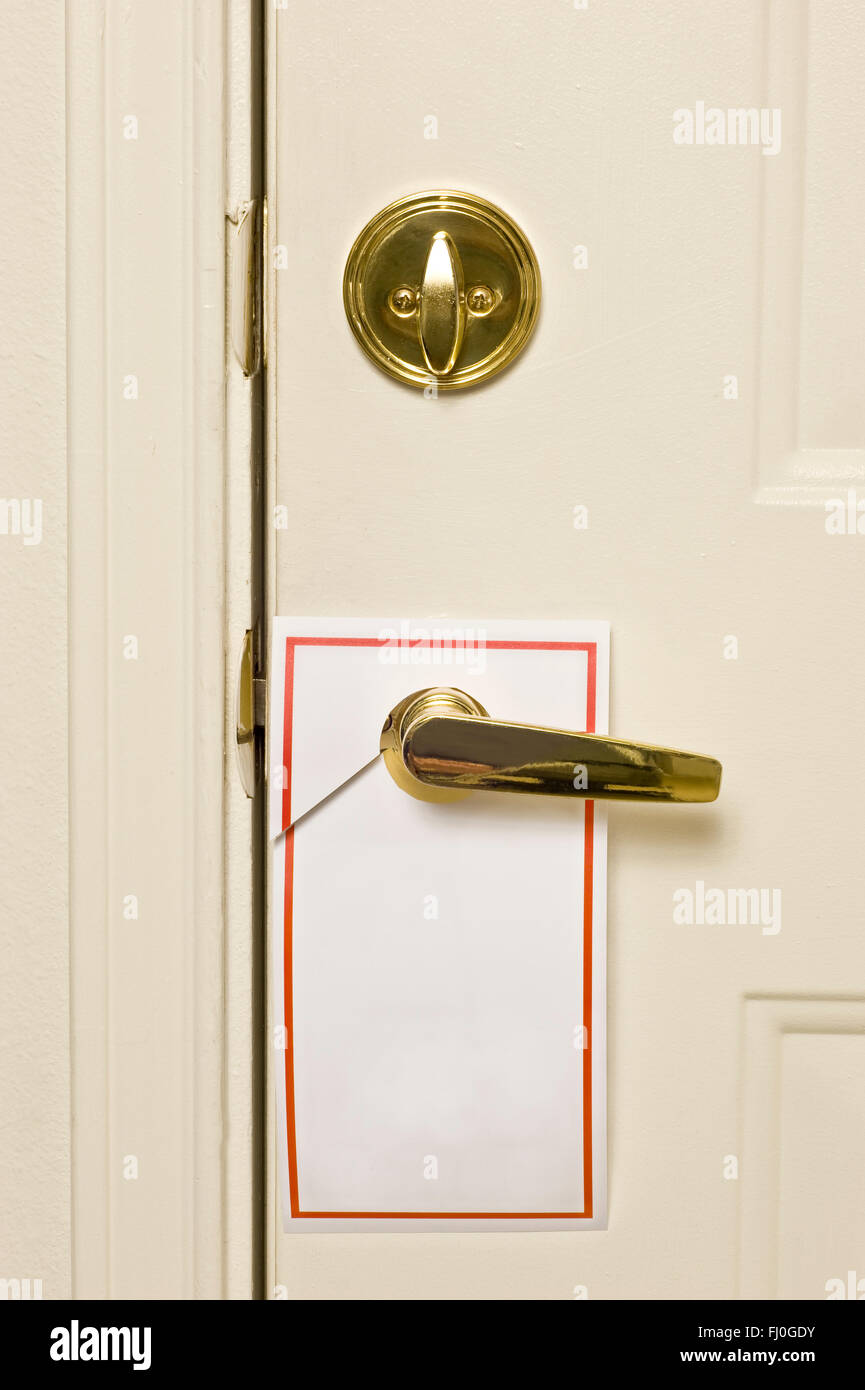 Porta vuota appendiabiti Flier sulla porta Foto Stock