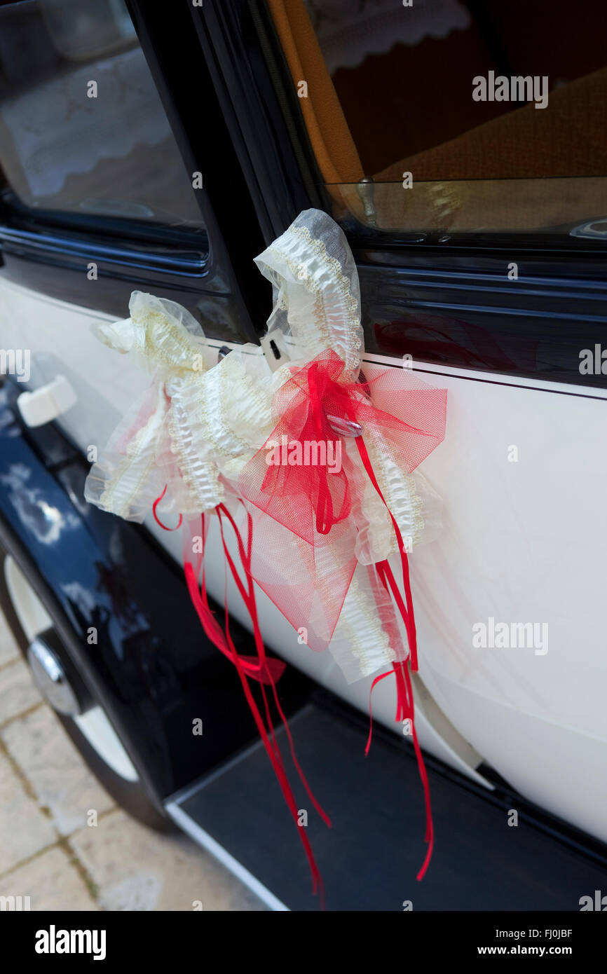 Fiocco Auto Per Antenna O Specchio - Set 10 Pezzi, Colore Crea, Matrimonio - Foto 3