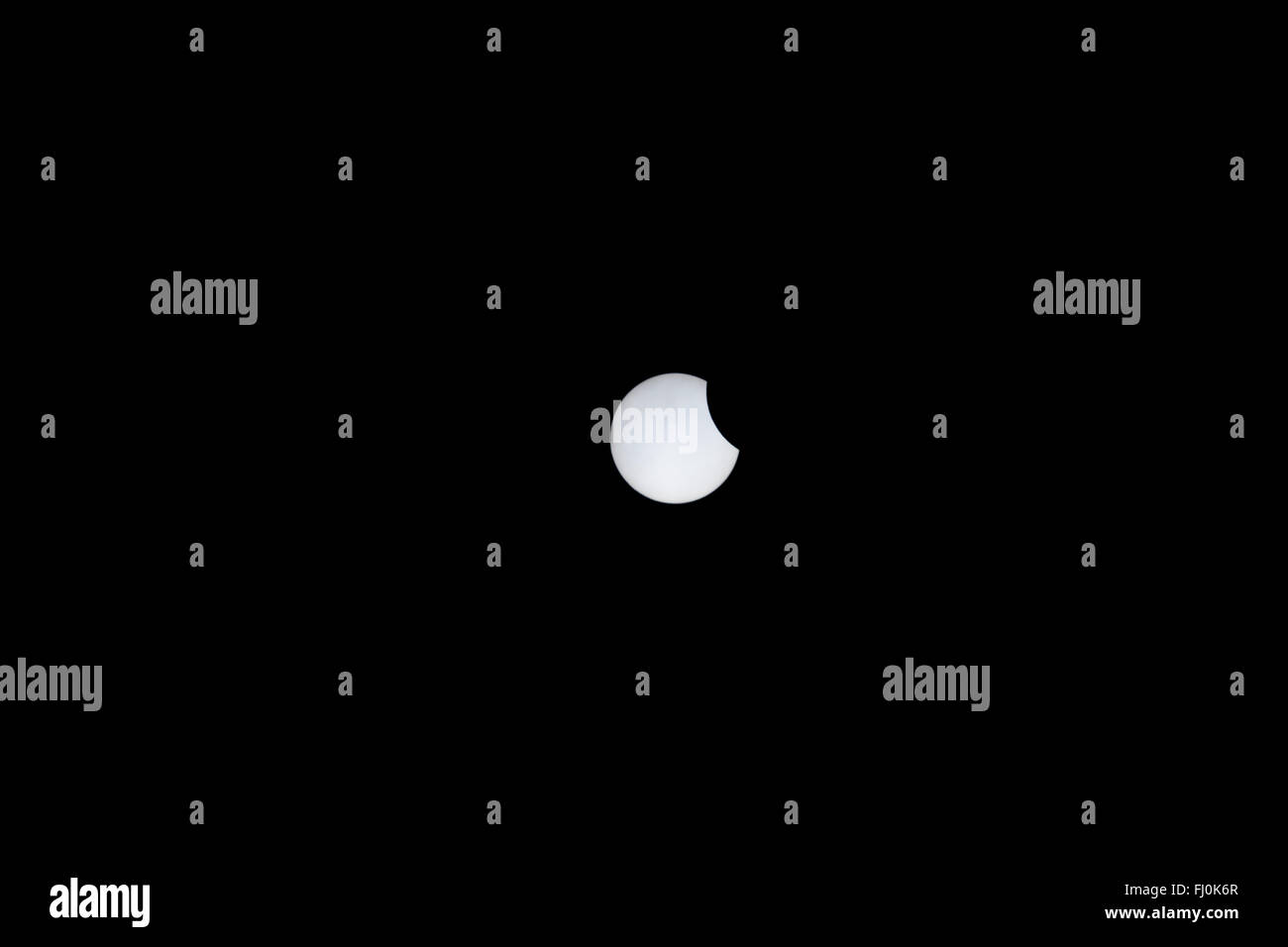 Eclissi solare; parziale; Marzo; 2015; Cornovaglia; Regno Unito Foto Stock
