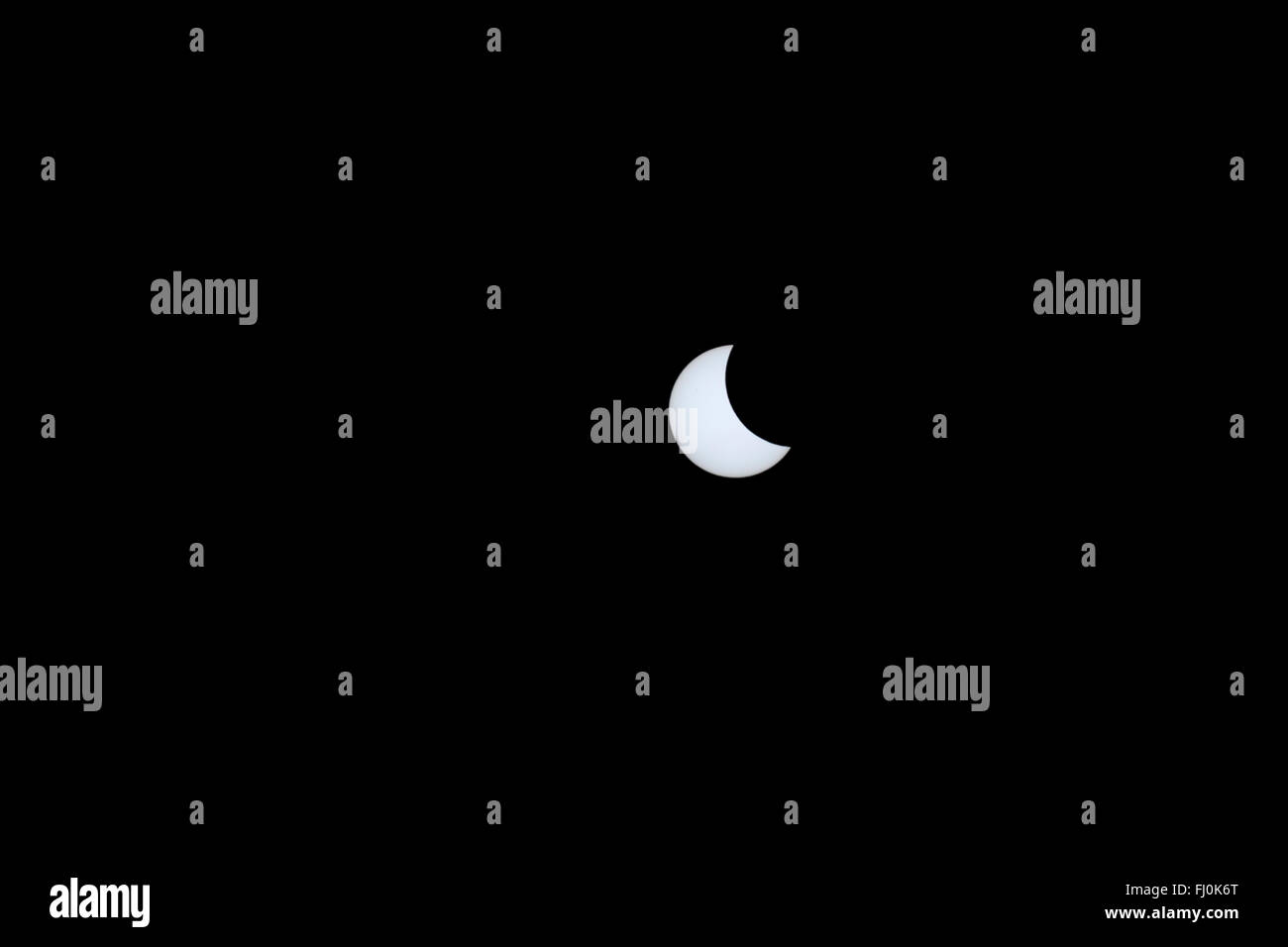 Eclissi solare; parziale; Marzo; 2015; Cornovaglia; Regno Unito Foto Stock